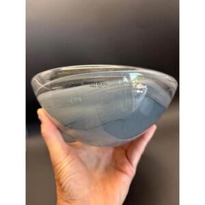 Vintage KOSTA BODA Anna Ehrner Grey Smoke Swirl Art Glass 7" Bowl